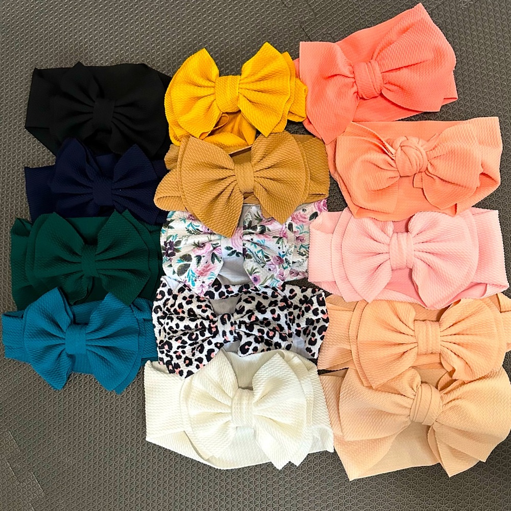 BIG TEXTURED BABY GIRL BOW BUNDLE - 14 Bows! 6mth-2years